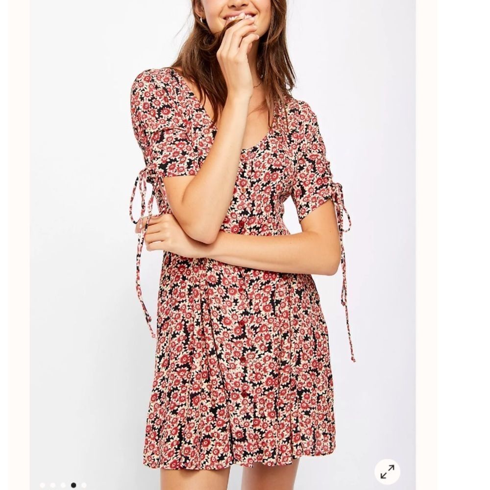 NWT‎ Free People Laced Up Mini Dress in Black Combo